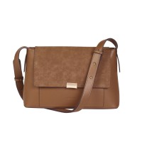 Lorenz Nubuck Grain PU Mid-Sized Flapover Classic Shoulder Bag with Adjustable Strap